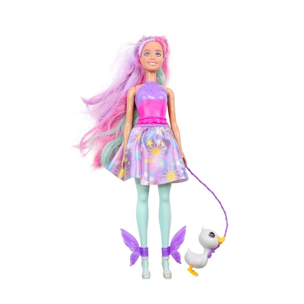 Barbie A Touch of Magic Glyph Rocki Doll Pastel Hair Star Skirt Pet Duck Leash